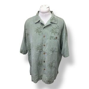 Boca Classics Mens Island Wear Short Sleeve Silk Blend Hawaiian Shirt Green XL